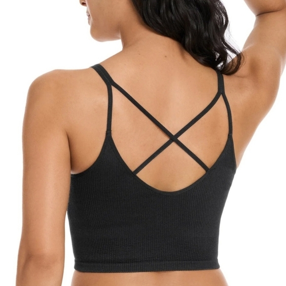 Lemon Set Of 2 Ribbed Yoga Bras Women's Size Small Grey Black Seamless NWOT - Picture 3 of 12